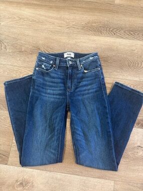 PAIGE Blue Straight-Leg Jeans with Subtle Whiskering